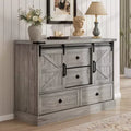 4 Drawer Dresser for Bedroom, 45 in Wood Dressers With Sliding Barn Doors, TV Stand With Large Drawers & Bar Handles, for Closet, Living Room