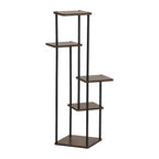 Homy Casa Étagère à plantes à 5 niveaux avec étagères marron rustique et cadre en métal noir, support d'angle