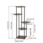 Homy Casa Étagère à plantes à 5 niveaux avec étagères marron rustique et cadre en métal noir, support d'angle