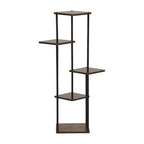 Homy Casa Étagère à plantes à 5 niveaux avec étagères marron rustique et cadre en métal noir, support d'angle