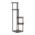Homy Casa Étagère à plantes à 5 niveaux avec étagères marron rustique et cadre en métal noir, support d'angle