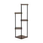 Homy Casa Étagère à plantes à 5 niveaux avec étagères marron rustique et cadre en métal noir, support d'angle