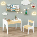 Ensemble Table et Chaise en Bois pour Enfants (1 chaise incluse), idéal pour les activités manuelles, le goûter, l'école à la maison, les devoirs, et bien plus encore.
