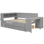 Lit de repos et plateforme Whisen pleine taille avec étagères de rangement, tiroirs, lit gigogne, bureau et armoire
