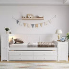 Lit de repos et plateforme Whisen pleine taille avec étagères de rangement, tiroirs, lit gigogne, bureau et armoire