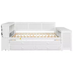Lit de repos et plateforme Whisen pleine taille avec étagères de rangement, tiroirs, lit gigogne, bureau et armoire
