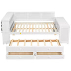 Lit de repos et plateforme Whisen pleine taille avec étagères de rangement, tiroirs, lit gigogne, bureau et armoire