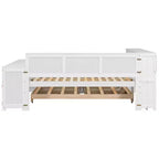 Lit de repos et plateforme Whisen pleine taille avec étagères de rangement, tiroirs, lit gigogne, bureau et armoire