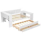 Lit de repos et plateforme Whisen pleine taille avec étagères de rangement, tiroirs, lit gigogne, bureau et armoire