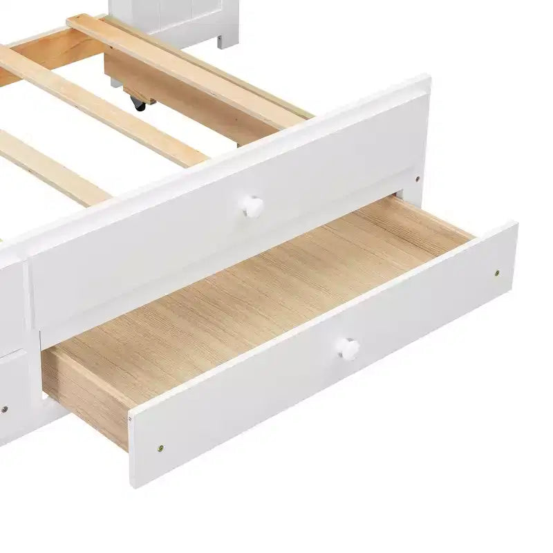 Lit de repos et plateforme Whisen pleine taille avec étagères de rangement, tiroirs, lit gigogne, bureau et armoire