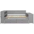 Lit de repos et plateforme Whisen pleine taille avec étagères de rangement, tiroirs, lit gigogne, bureau et armoire
