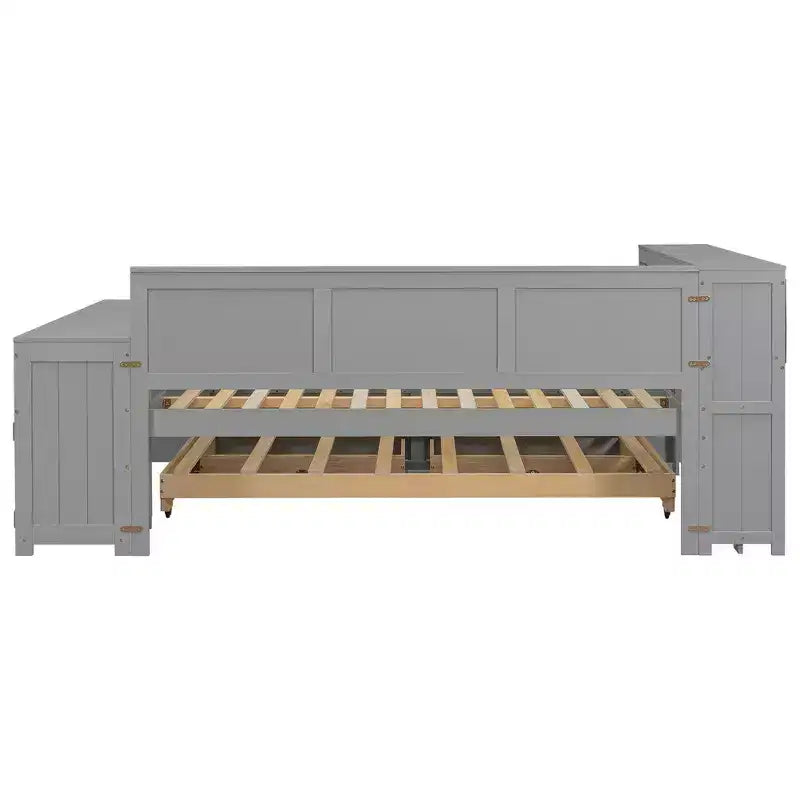 Lit de repos et plateforme Whisen pleine taille avec étagères de rangement, tiroirs, lit gigogne, bureau et armoire