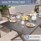 ALAULM Set di Mobili da Pranzo da Giardino da 16 Pezzi, Mobili da Esterno in Metallo, Set con 14 Sedie Fisse e 2 Tavoli Grandi con Ombrellone per Giardino