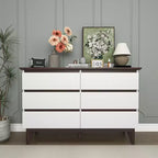 GDFStudio Silas 47 Modern Wooden Storage Dresser with 6 Drawers