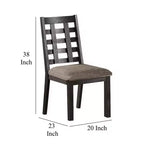 Chaises de salle à manger Royal Hampton, ensemble de 2, dossier carré ajouré, bois expresso, tissu beige