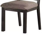 Chaises de salle à manger Royal Hampton, ensemble de 2, dossier carré ajouré, bois expresso, tissu beige