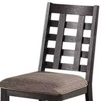 Chaises de salle à manger Royal Hampton, ensemble de 2, dossier carré ajouré, bois expresso, tissu beige