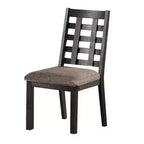 Chaises de salle à manger Royal Hampton, ensemble de 2, dossier carré ajouré, bois expresso, tissu beige