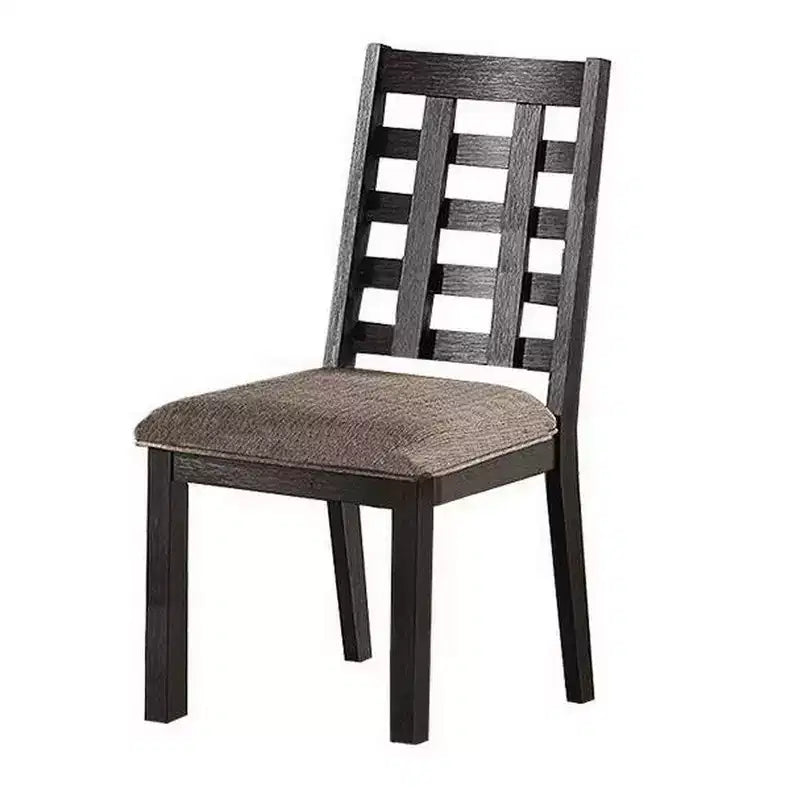 Chaises de salle à manger Royal Hampton, ensemble de 2, dossier carré ajouré, bois expresso, tissu beige