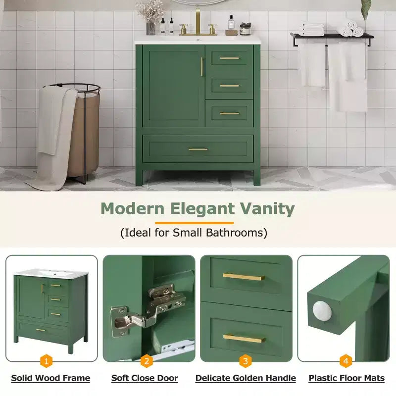 Meuble-lavabo de salle de bain avec évier combiné, meuble sous-vasque en bois avec tiroirs et portes, avec plateau amovible, cadre en bois massif, convient pour la salle de bain.
