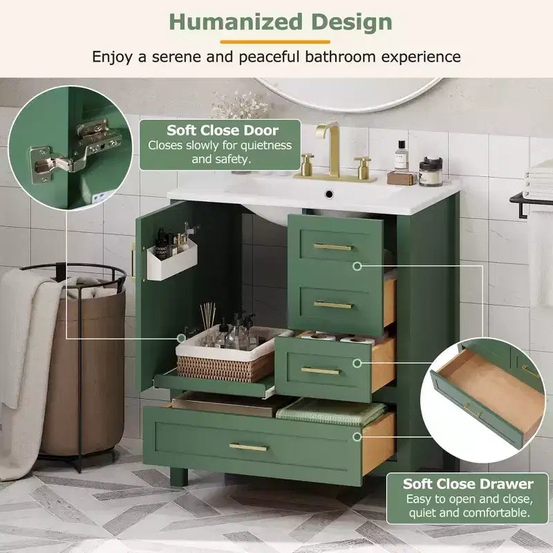 Meuble-lavabo de salle de bain avec évier combiné, meuble sous-vasque en bois avec tiroirs et portes, avec plateau amovible, cadre en bois massif, convient pour la salle de bain.