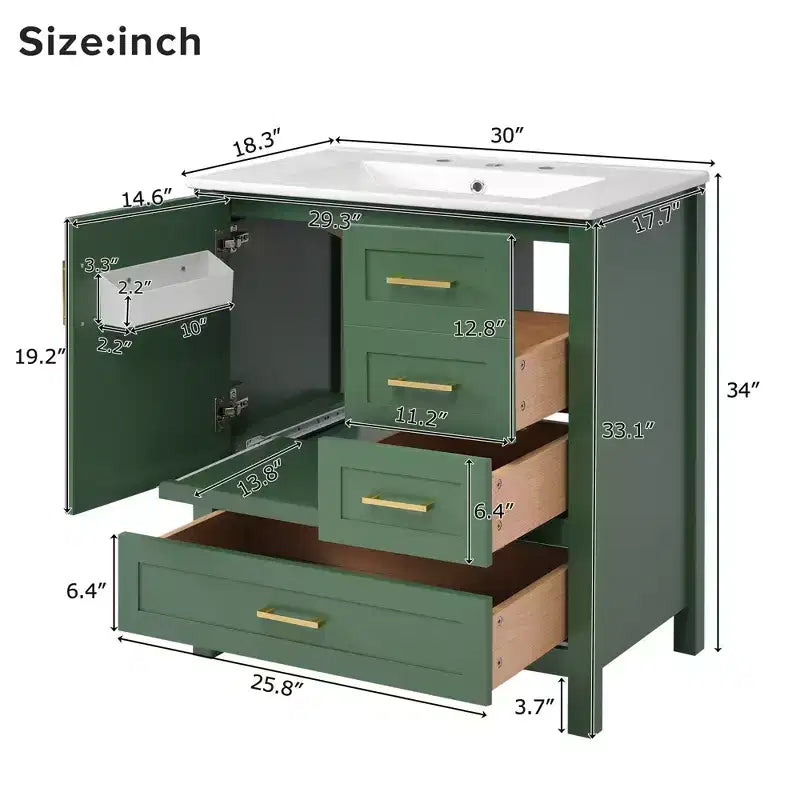 Meuble-lavabo de salle de bain avec évier combiné, meuble sous-vasque en bois avec tiroirs et portes, avec plateau amovible, cadre en bois massif, convient pour la salle de bain.