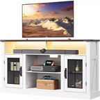 GALAXHERO Mobile TV Rustico per TV da 65 Pollici, con Luci a LED, Armadietti e Ripiani Regolabili per Soggiorno o Home Theater