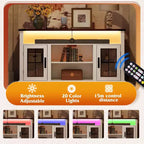 GALAXHERO Mobile TV Rustico per TV da 65 Pollici, con Luci a LED, Armadietti e Ripiani Regolabili per Soggiorno o Home Theater
