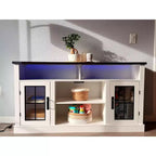 GALAXHERO Mobile TV Rustico per TV da 65 Pollici, con Luci a LED, Armadietti e Ripiani Regolabili per Soggiorno o Home Theater