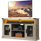 GALAXHERO Mobile TV Rustico per TV da 65 Pollici, con Luci a LED, Armadietti e Ripiani Regolabili per Soggiorno o Home Theater