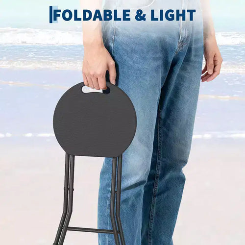 Lot de 2 tabourets pliants avec poignée, pieds antidérapants, capacité de 272 kg, tabouret pliant intérieur et extérieur pour adultes, pour dortoir, cuisine, coiffeuse