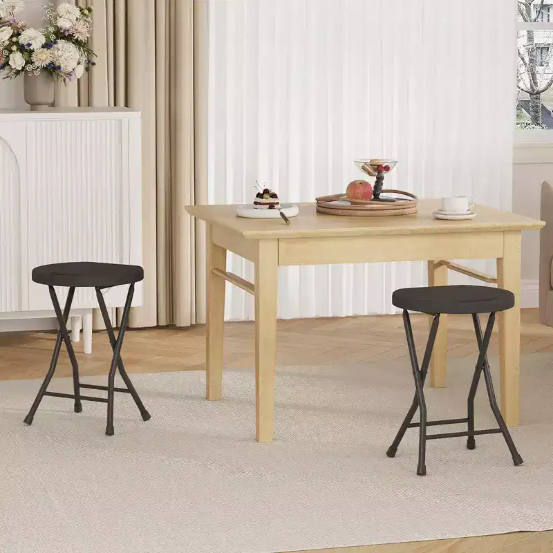 Lot de 2 tabourets pliants avec poignée, pieds antidérapants, capacité de 272 kg, tabouret pliant intérieur et extérieur pour adultes, pour dortoir, cuisine, coiffeuse