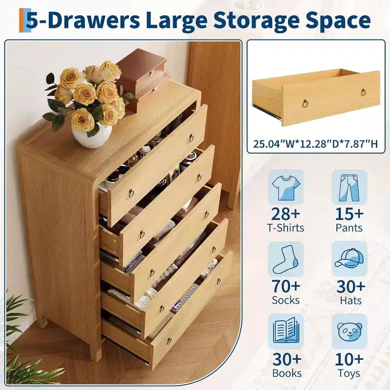Cassettiera per Camera da Letto, Cassettiera Moderna per Armadio, Cassettiera per Vestiti in Legno, Organizzatore di Vestiti
