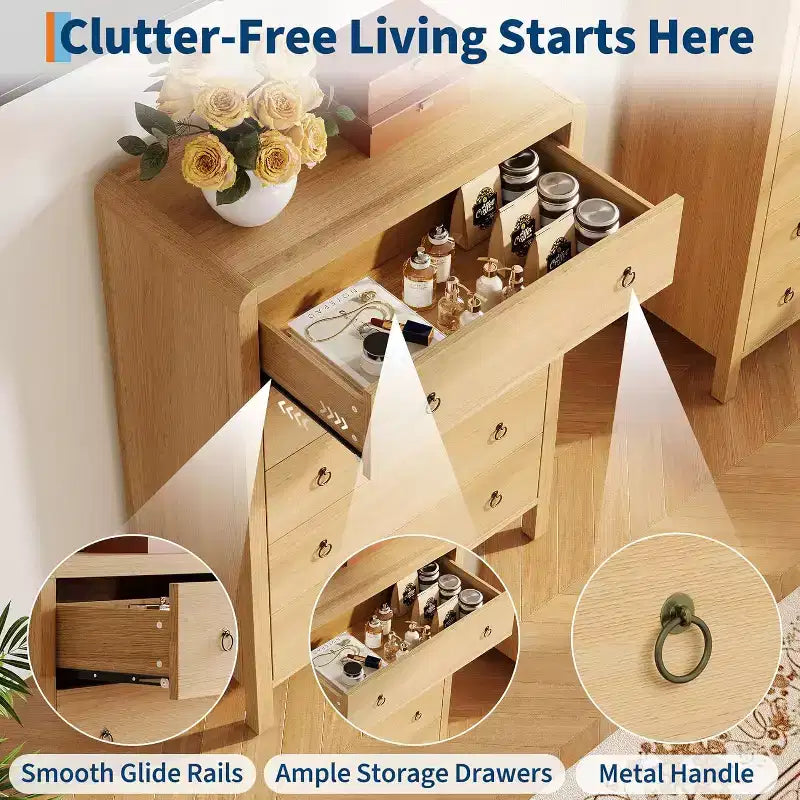 Cassettiera per Camera da Letto, Cassettiera Moderna per Armadio, Cassettiera per Vestiti in Legno, Organizzatore di Vestiti