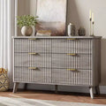 Fluted Dresser for Bedroom with 6 Deep Drawers, 47.2 in Wide Modern Chest of Drawers