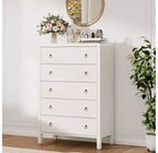 White 5 Drawer Dresser, Modern Closet Dressers Chest of Drawers, Wood Storage Dresser Chest of Drawers Clothes Organizer