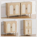 Madia credenza con contenitore, mobile credenza con 2 ante e ripiani regolabili, (2 pz.)
