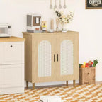 Madia credenza con contenitore, mobile credenza con 2 ante e ripiani regolabili, (2 pz.)