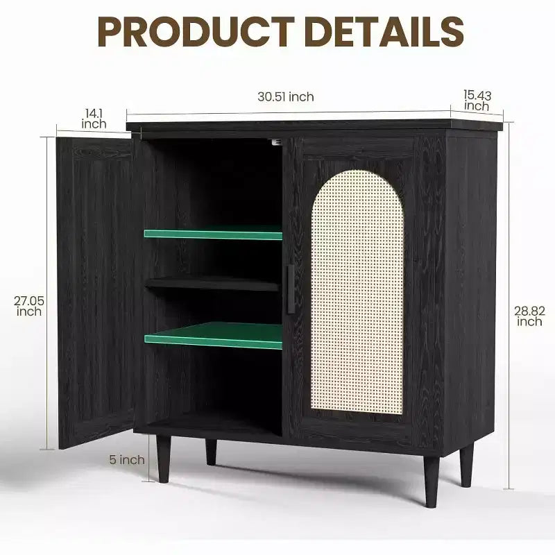 Madia credenza con contenitore, mobile credenza con 2 ante e ripiani regolabili, (2 pz.)