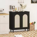 Madia credenza con contenitore, mobile credenza con 2 ante e ripiani regolabili, (2 pz.)