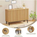 Sideboard Buffet Cabinet with Storage and Fluted Doors, Freestanding Wooden Storage Cabinet