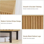 Credenza a buffet con ante a coste e vani contenitori, mobile contenitore in legno indipendente