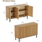 Credenza a buffet con ante a coste e vani contenitori, mobile contenitore in legno indipendente