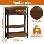 Table d'appoint industrielle à 3 niveaux pour petits espaces, table d'appoint étroite en bois avec étagères de rangement, table de chevet fine