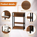 Table d'appoint industrielle à 3 niveaux pour petits espaces, table d'appoint étroite en bois avec étagères de rangement, table de chevet fine