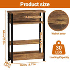 Table d'appoint industrielle à 3 niveaux pour petits espaces, table d'appoint étroite en bois avec étagères de rangement, table de chevet fine