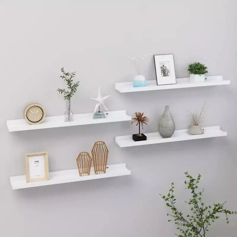 Wall Shelf Set of 4 White MDF 23.6x3.5x1.2 in Wall mounting