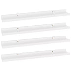 Étagère murale, lot de 4, MDF blanc, 60x9x3 cm, fixation murale