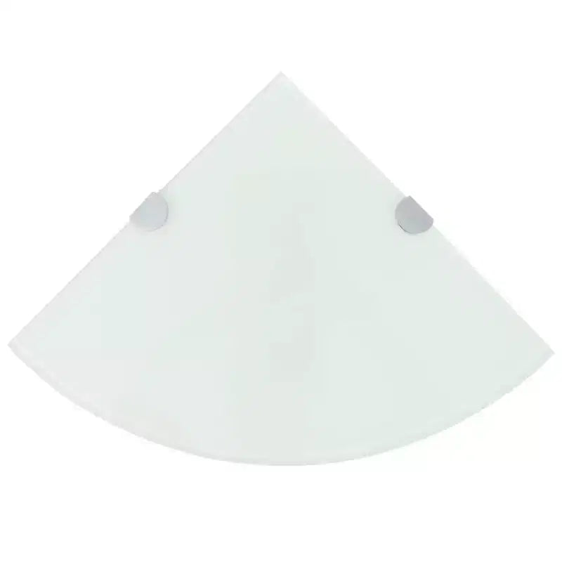 Corner Shelf White Tempered Glass 9.8 in x 9.8 in Wall Mounting