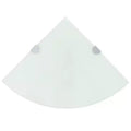 Corner Shelf White Tempered Glass 9.8 in x 9.8 in Wall Mounting